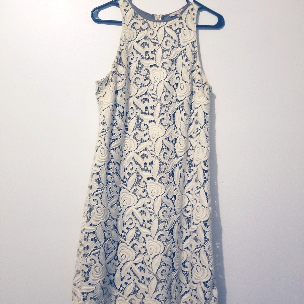 juicy couture taupe ivory guipure lace dress